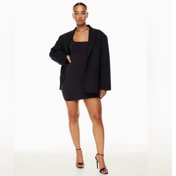 Babaton Dress Womens Size Small Square Neck Ruched Bodycon Mini Black - Picture 2 of 8